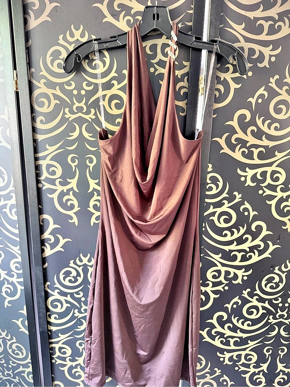 Fashion Nova Cynthia Snake Halter Midi Dress Brown Size 2X NWT